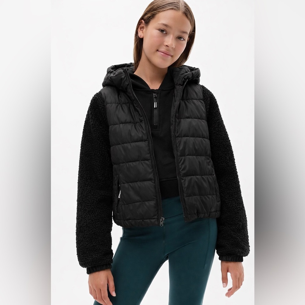 🔥HOST PICK 🔥 Justice Girls Black Puffer Sherpa Jacket Coat L 12/14 - Picture 3 of 8